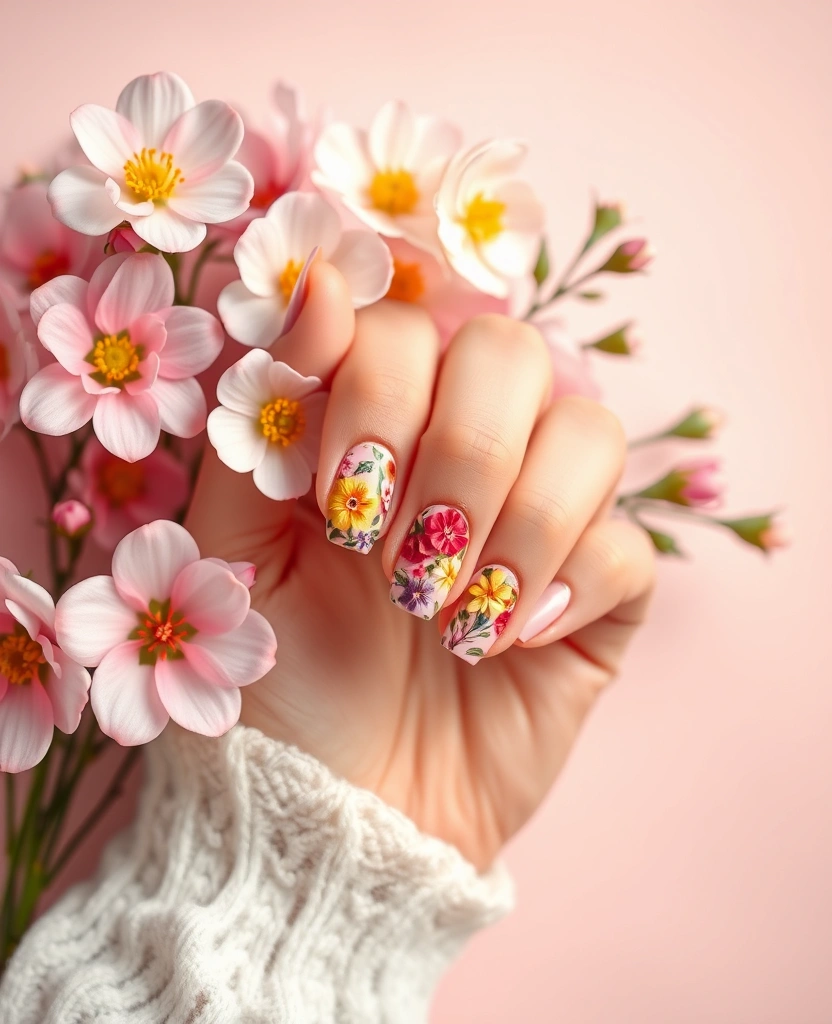 10 DIY Valentine's Day Nail Designs That Are Surprisingly Easy to Create! - 10. Love in Bloom