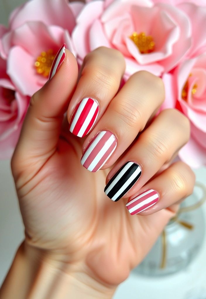 10 DIY Valentine's Day Nail Designs That Are Surprisingly Easy to Create! - 7. Simple Stripe