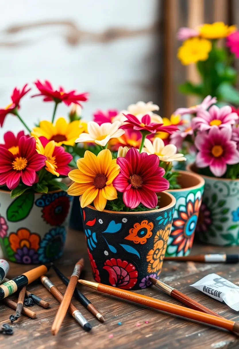 10 Fun Adult DIY Projects That Will Melt Your Stress Away (Don't Miss #4!) - 1. Hand-Painted Flower Pots