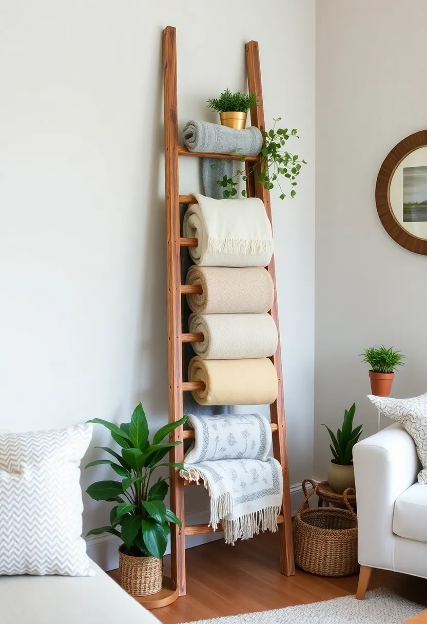 14 Brilliant Craft Ideas to Organize Your Home Like a Pro (You’ll Love #6!) - 7. Upcycled Towel Ladder