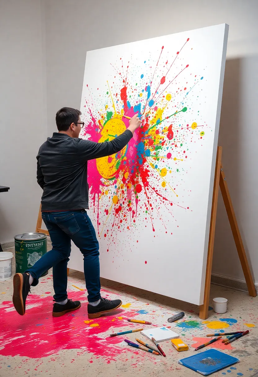 14 Stunning DIY Art Projects That'll Turn Your Walls into a Masterpiece! - 12. Canvas Splatter Painting