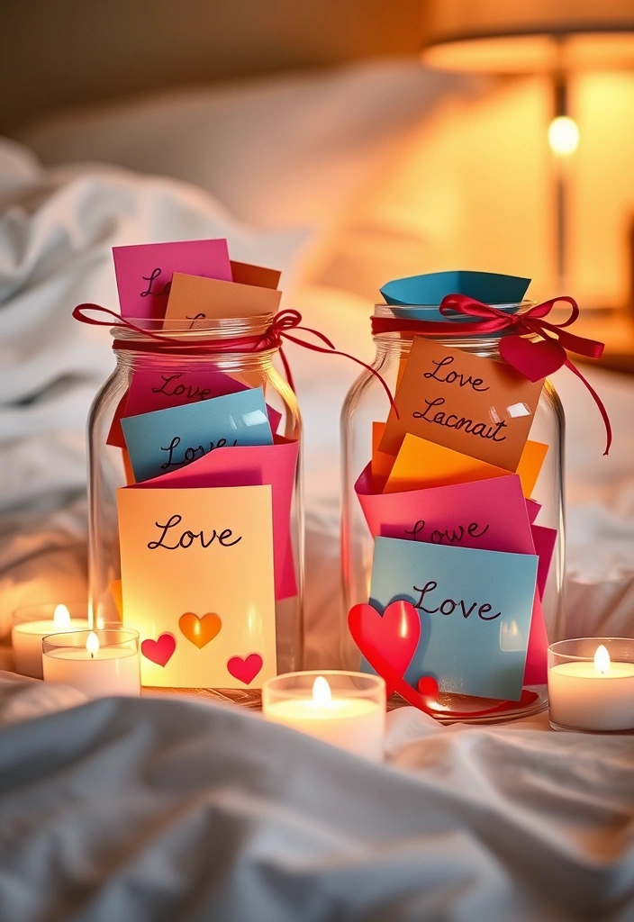 16 DIY Valentine's Room Decor Ideas That Won't Break the Bank! - 10. Love Message Jars