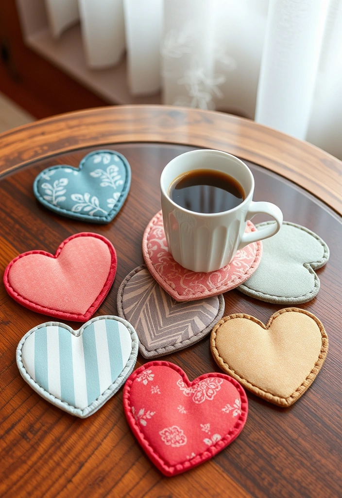 16 DIY Valentine's Room Decor Ideas That Won't Break the Bank! - 12. Heart-shaped Coasters