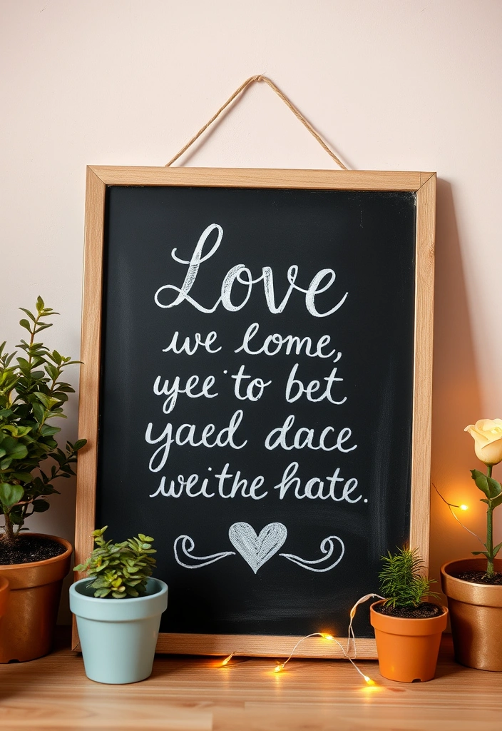 16 DIY Valentine's Room Decor Ideas That Won't Break the Bank! - 5. Love Quote Chalkboard