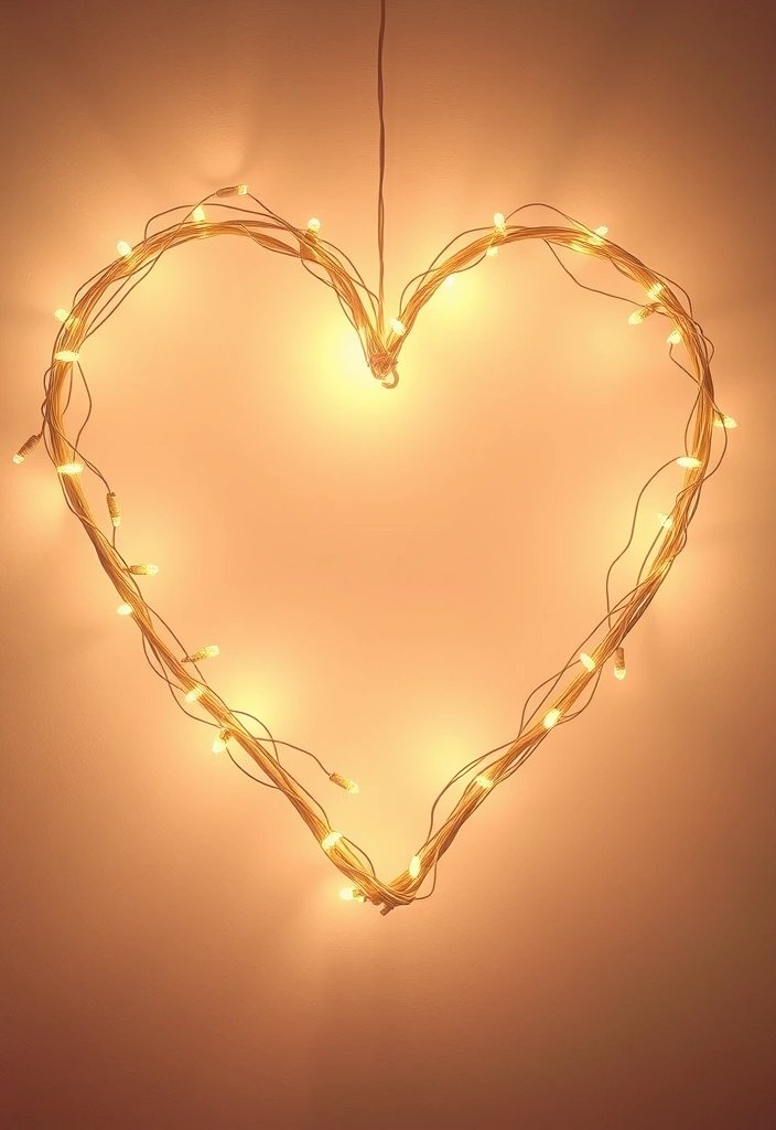 16 DIY Valentine's Room Decor Ideas That Won't Break the Bank! - 7. DIY String Light Heart