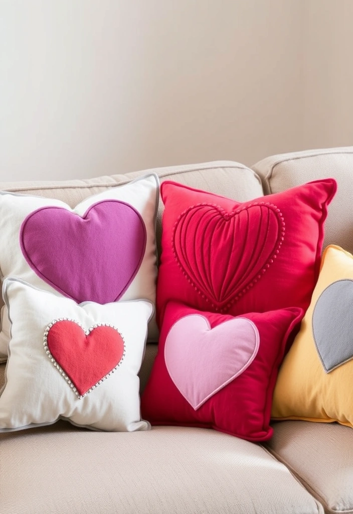 16 DIY Valentine's Room Decor Ideas That Won't Break the Bank! - 9. Heartfelt Pillows