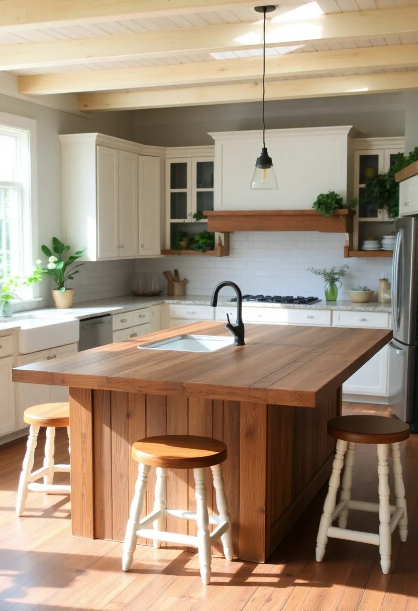 16 Rustic Kitchen Island Ideas That Bring Warmth to Your Home (Wait Until You See #4!) - 1. Farmhouse Chic with Reclaimed Wood