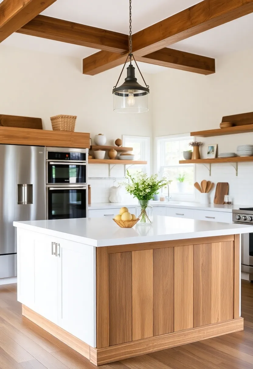 16 Rustic Kitchen Island Ideas That Bring Warmth to Your Home (Wait Until You See #4!) - 15. Sleek White Rustic Island