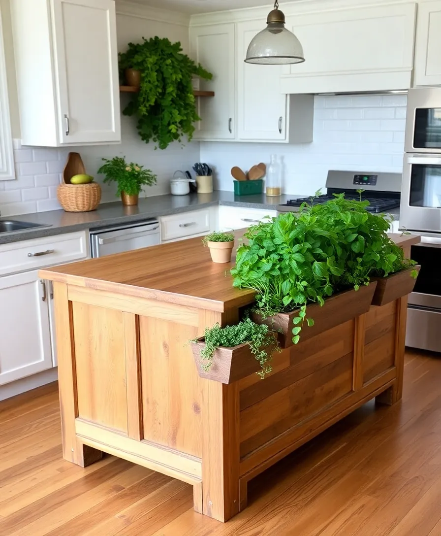 16 Rustic Kitchen Island Ideas That Bring Warmth to Your Home (Wait Until You See #4!) - 16. Rustic Island with Herb Garden