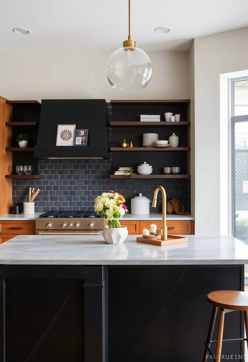 16 Rustic Kitchen Island Ideas That Bring Warmth to Your Home (Wait Until You See #4!) - 5. Bold Black Rustic Island