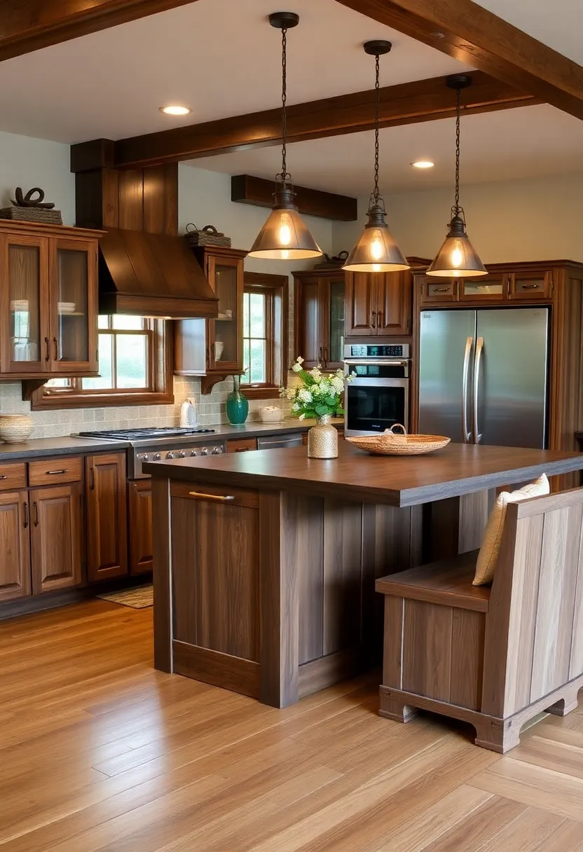 16 Rustic Kitchen Island Ideas That Bring Warmth to Your Home (Wait Until You See #4!) - 8. Rustic Island with Built-In Seating