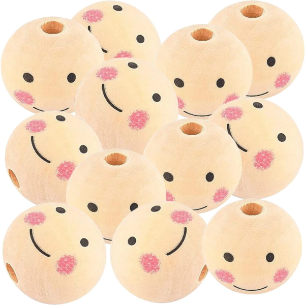 50Pcs Wooden Smile Beads - Image 4