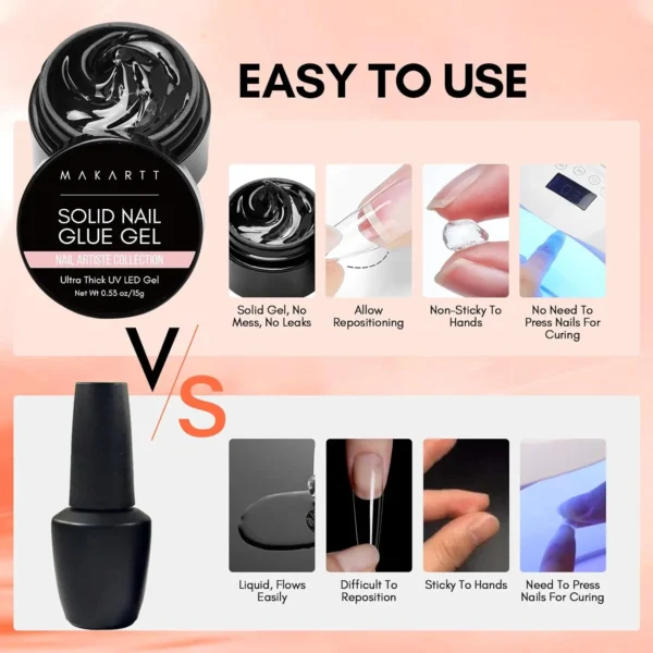 Solid Nail Gel for Acrylic & Press-On Nails - Image 5