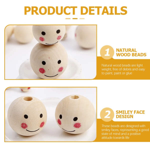 50Pcs Wooden Smile Beads - Image 5
