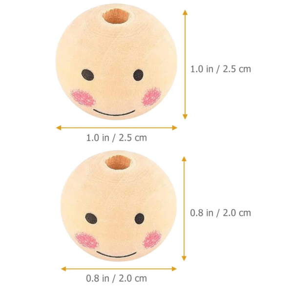 50Pcs Wooden Smile Beads - Image 2